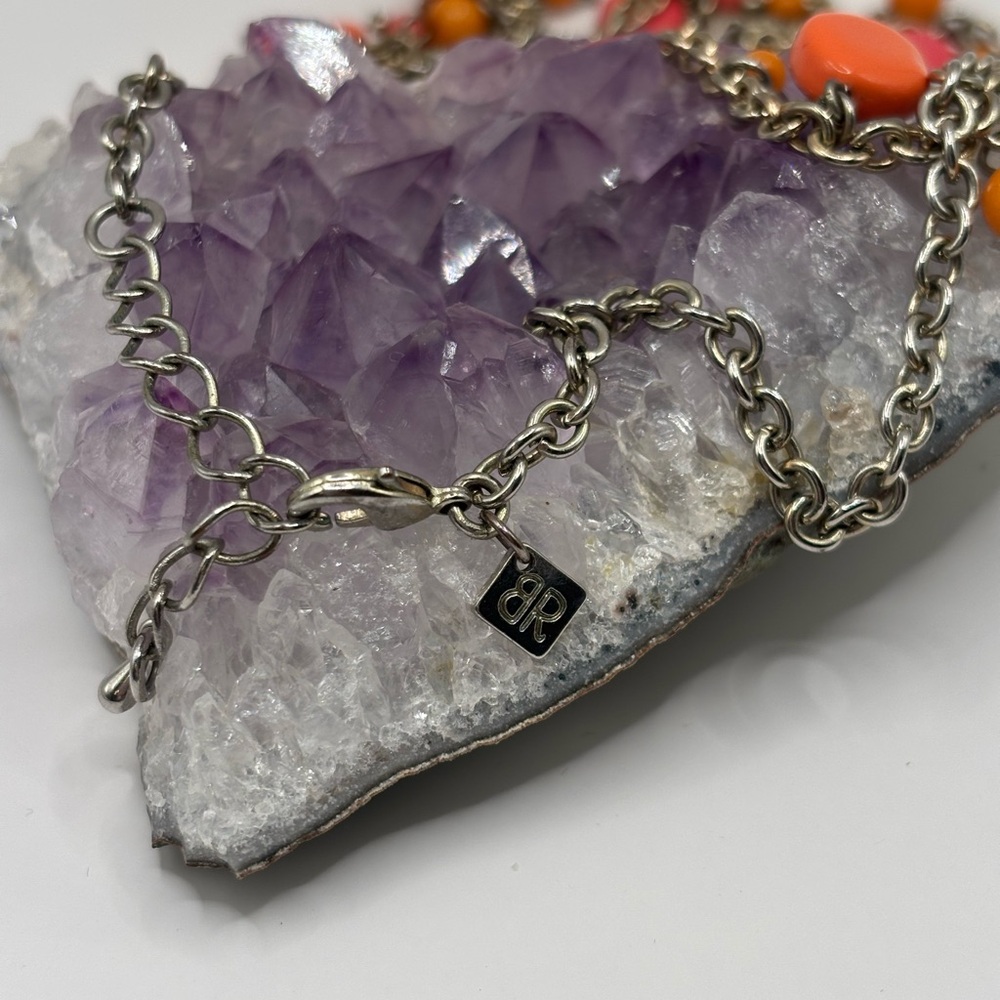 Banana Republic Silver and Orange Vintage Necklace